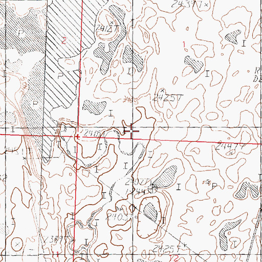 Topographic Map of Whitewater Dam, MT
