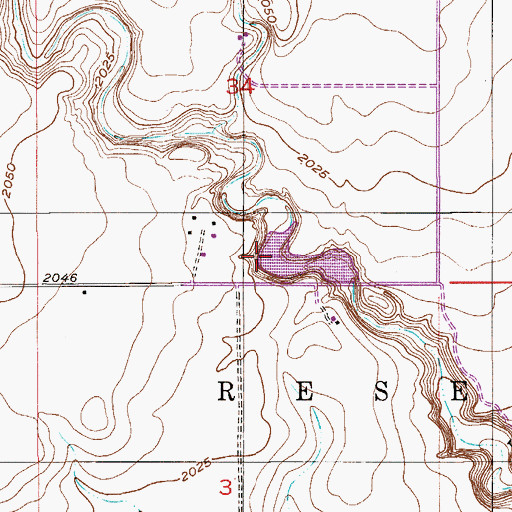 Topographic Map of Fort Peck Reservation Number 23 Dam, MT