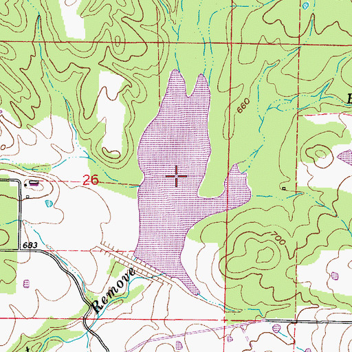 Topographic Map of West Fork Point Remove Creek Site One Reservoir, AR