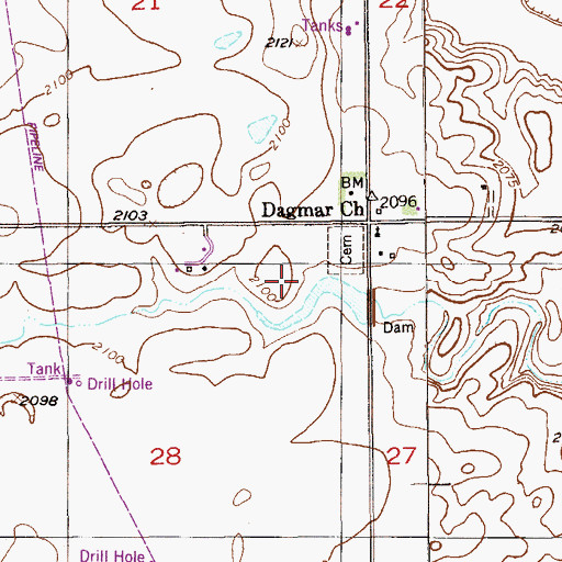 Topographic Map of Black Out Dam, MT