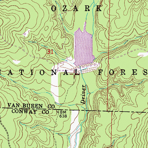 Topographic Map of West Fork Point Remove Creek Site Two Dam, AR
