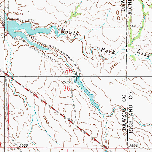 Topographic Map of J Deckert Number 1 Dam, MT