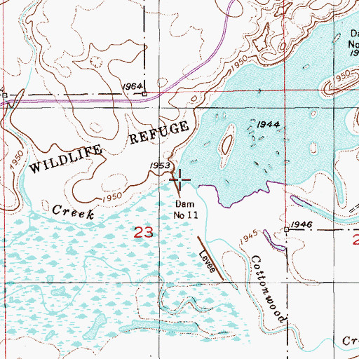 Topographic Map of Medicine Lake Refuge Number 11 Dam, MT