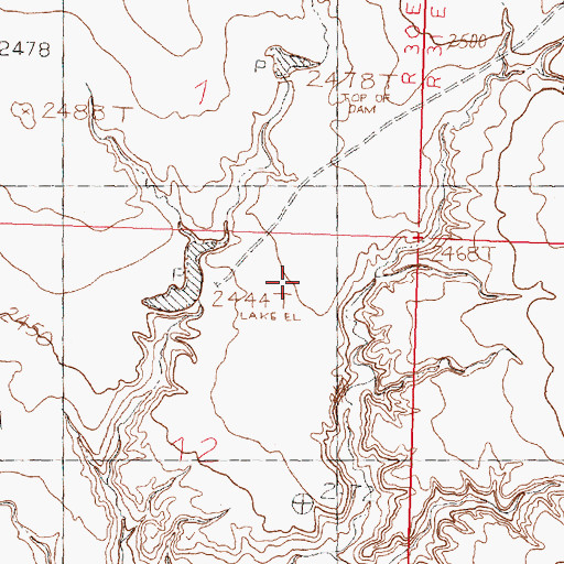 Topographic Map of Westward Winds Dam, MT
