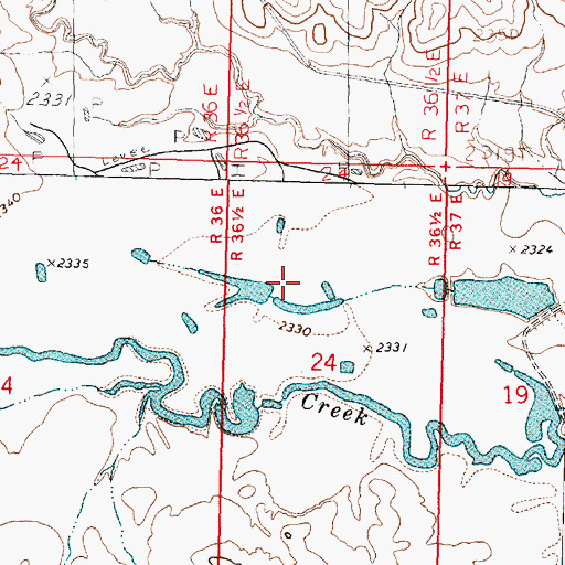 Topographic Map of Teal Reservoir Dam, MT