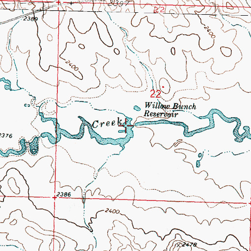 Topographic Map of Bat Reservoir Dam, MT