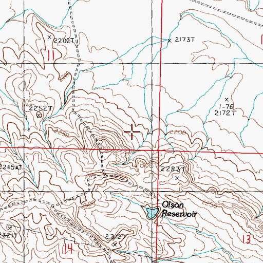 Topographic Map of Wilderness Reservoir Dam, MT