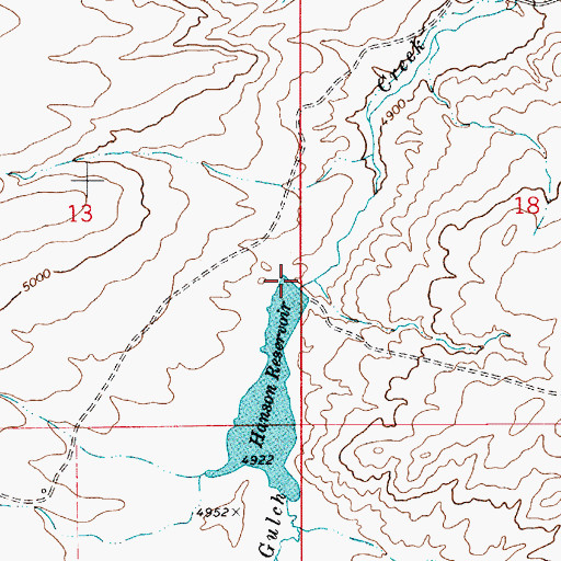 Topographic Map of Hanson Reservoir Dam, MT