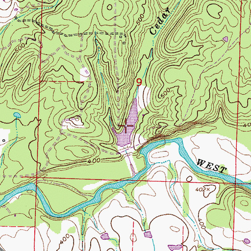 Topographic Map of West Fork Point Remove Creek Site 12 Reservoir, AR