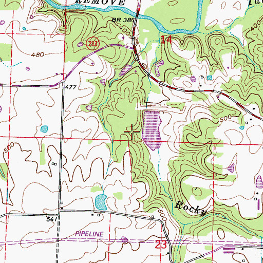 Topographic Map of West Fork Point Remove Creek Site 15 Dam, AR