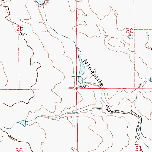 Topographic Map of Ninemile Dam Lake Number 1, MT