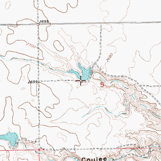 Topographic Map of Daniel Number 2 Dam, MT