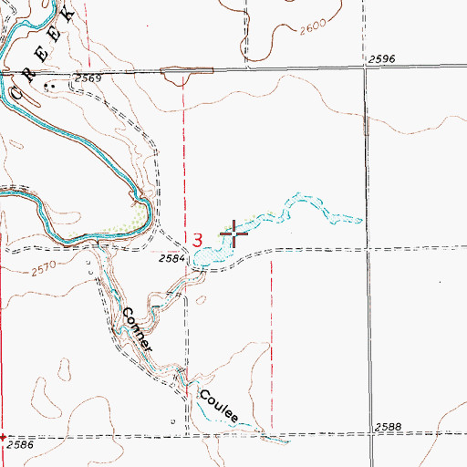 Topographic Map of Daniel Number 3 Dam, MT