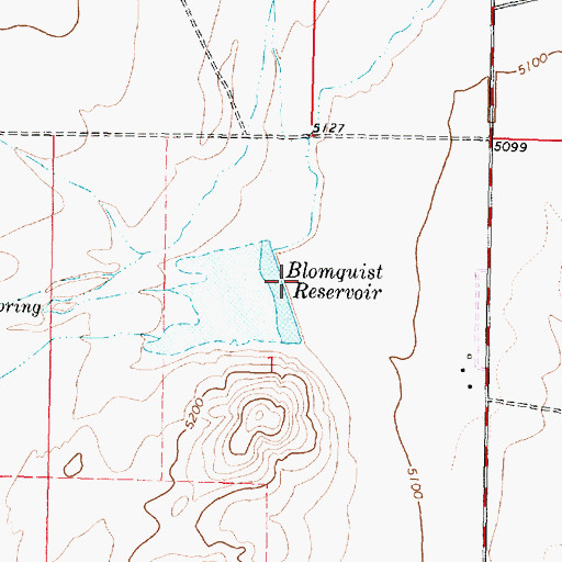Topographic Map of Blomquist Reservoir Dam, MT
