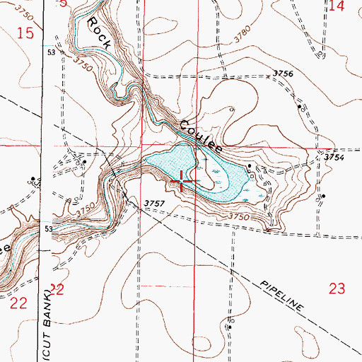 Topographic Map of Yunck Dam, MT