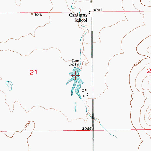 Topographic Map of Pluto Dam, MT