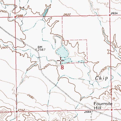 Topographic Map of Chip Dipper Dam, MT