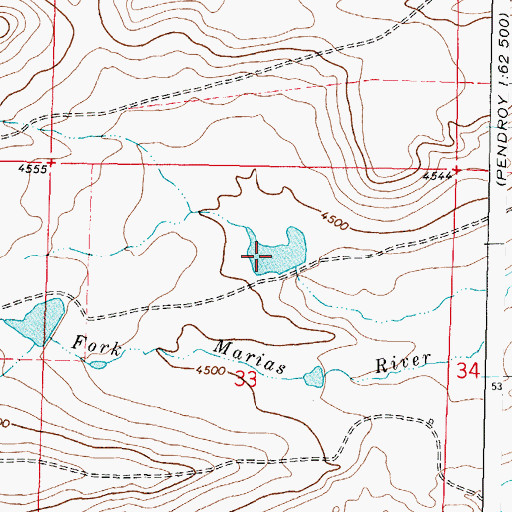 Topographic Map of Rockport Colong Number 1 Dam, MT