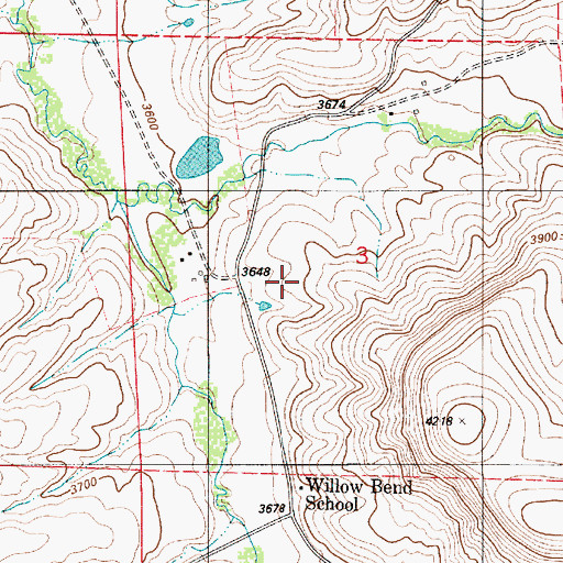 Topographic Map of Willow Belt Dam, MT