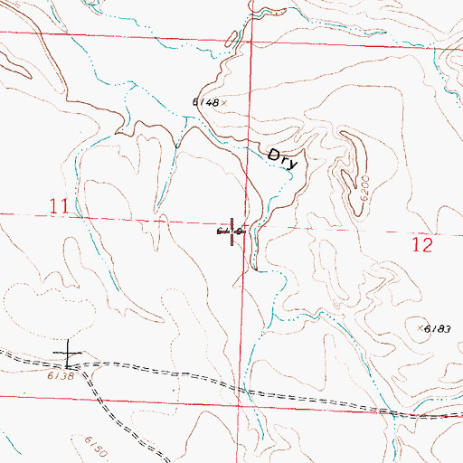 Topographic Map of Dry Fields Dam, MT
