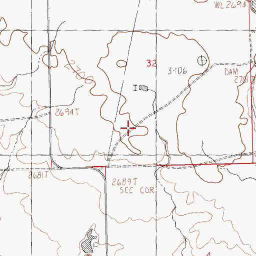 Topographic Map of Golden Gate Reservoir Dam, MT