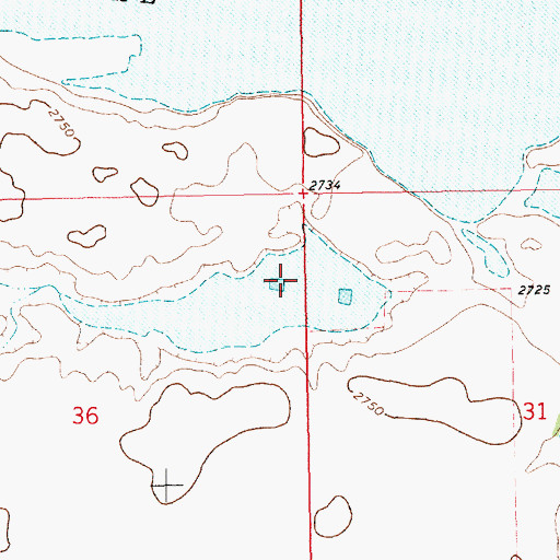 Topographic Map of Bobs Mud Lake Dam, MT