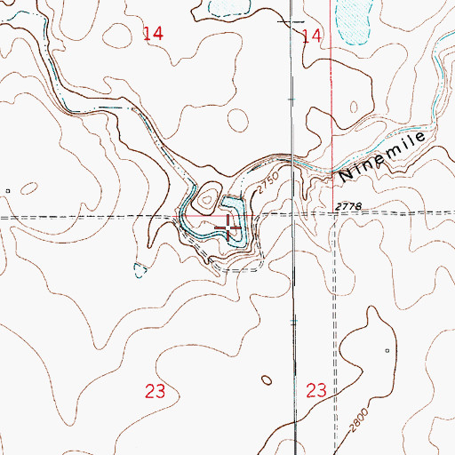 Topographic Map of Nine Gallons of Milk Dam, MT
