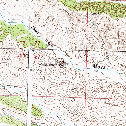 Topographic Map of Middle Moss Wash Well, AZ
