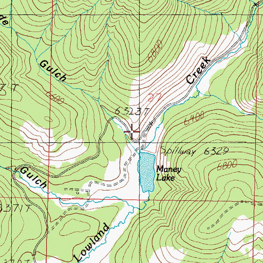Topographic Map of Lowland Creek Dam, MT