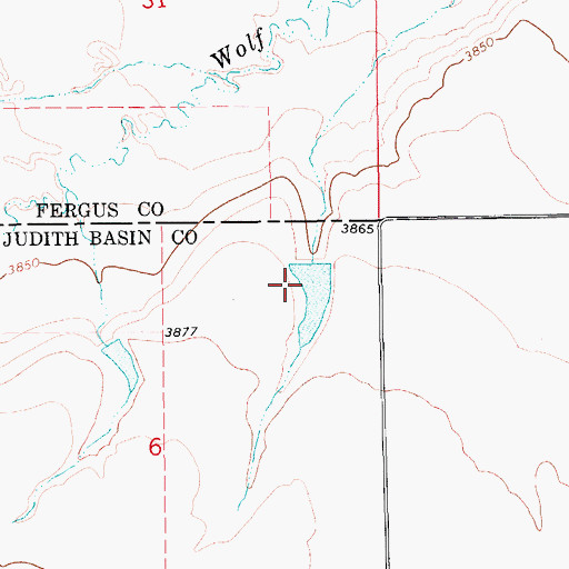 Topographic Map of Missouri Wolf Dam, MT
