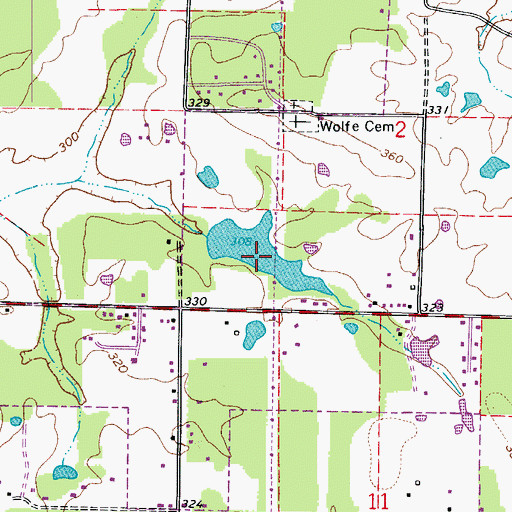 Topographic Map of Payne Lake Dam, AR