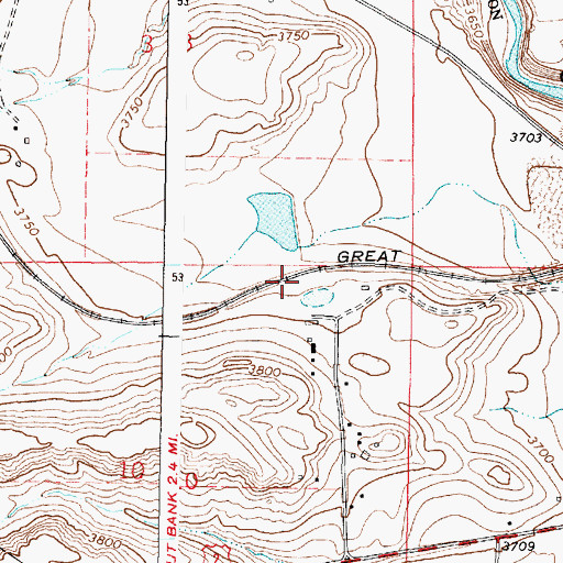 Topographic Map of Hagerty Dam, MT