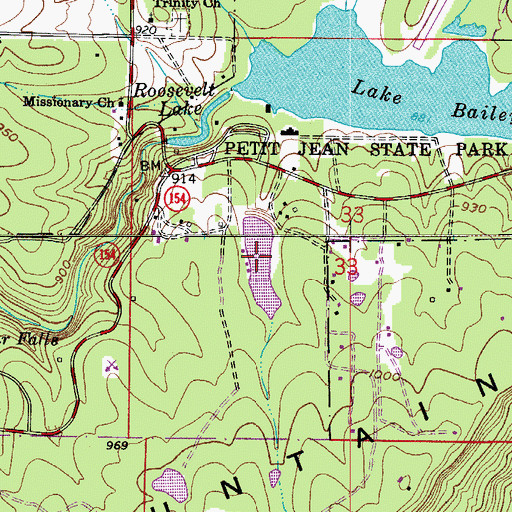 Topographic Map of Petit Jean State Park Lake, AR