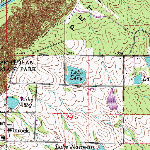 Topographic Map of Lake Lucy, AR