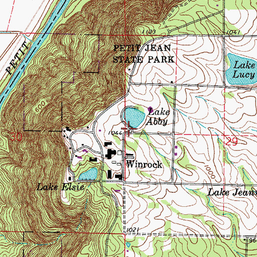 Topographic Map of Lake Abby Dam, AR