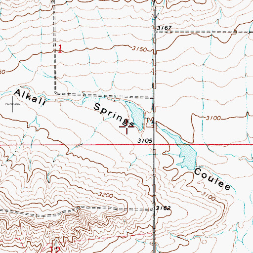 Topographic Map of Purple Water Dam, MT