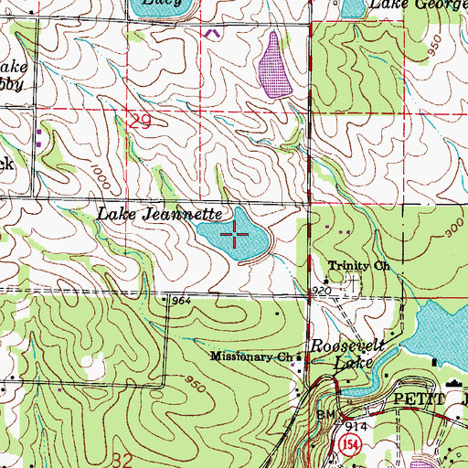 Topographic Map of Lake Jeannette, AR