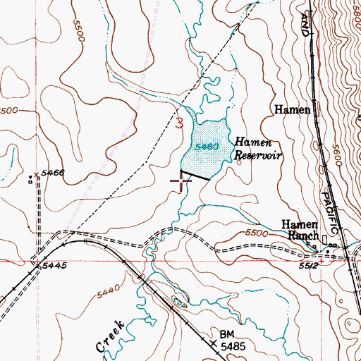 Topographic Map of Hamen Reservoir Dam, MT