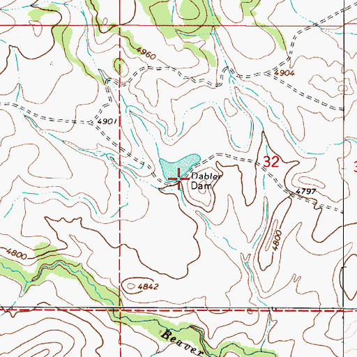 Topographic Map of Dabler Dam, MT