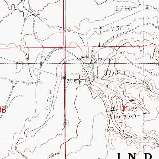 Topographic Map of Brown Dam, MT
