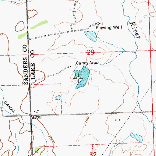 Topographic Map of Aqua Dam, MT