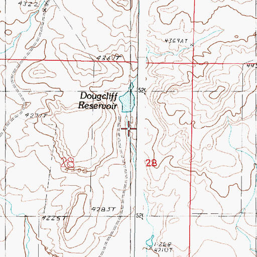 Topographic Map of Dougcliff Reservoir Dam, MT