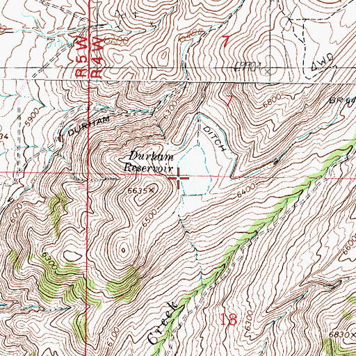 Topographic Map of Durham Dam, MT