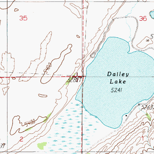 Topographic Map of Dailey Lake Dam, MT
