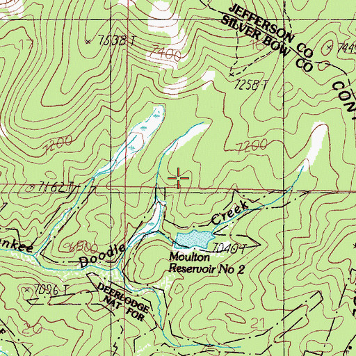 Topographic Map of Moulton Reservoir Number 2 Dam, MT
