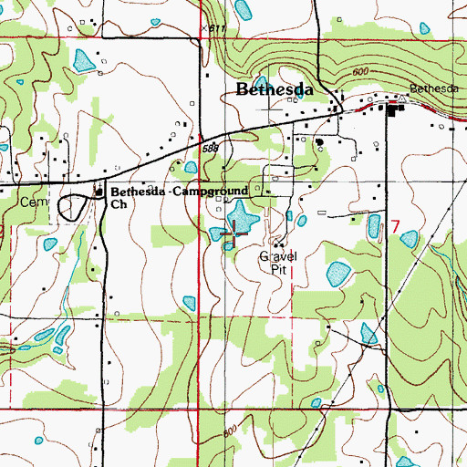 Topographic Map of Vaughn Wilson Lake Dam, AR