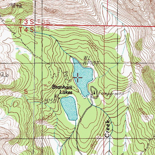 Topographic Map of Upper Branham Lake, MT