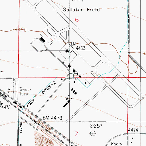Topographic Map of Bozeman Yellowstone International Airport, MT