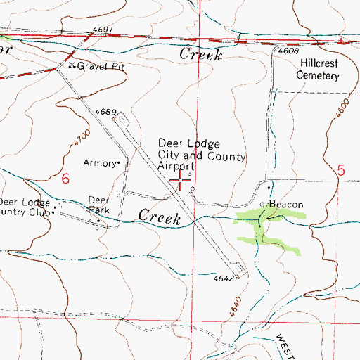 Topographic Map of Deer Lodge-City-County Airport, MT