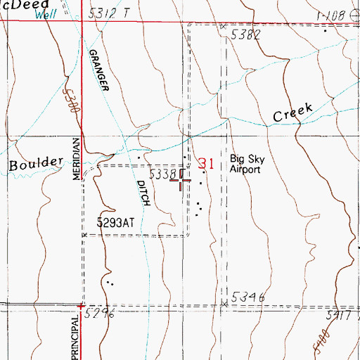 Topographic Map of Ennis - Big Sky Airport, MT